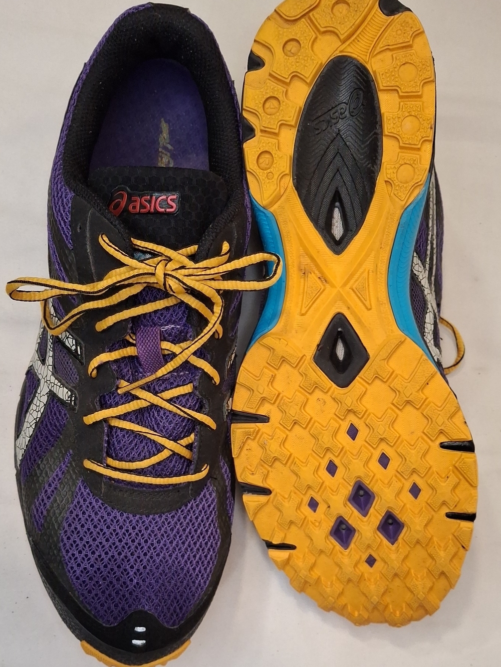 ASICS Gel Fugi Racer Purple Lightning Orange Trail Running Shoes size 12  T218N